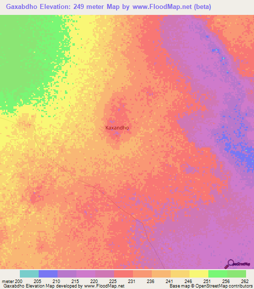 Gaxabdho,Somalia Elevation Map