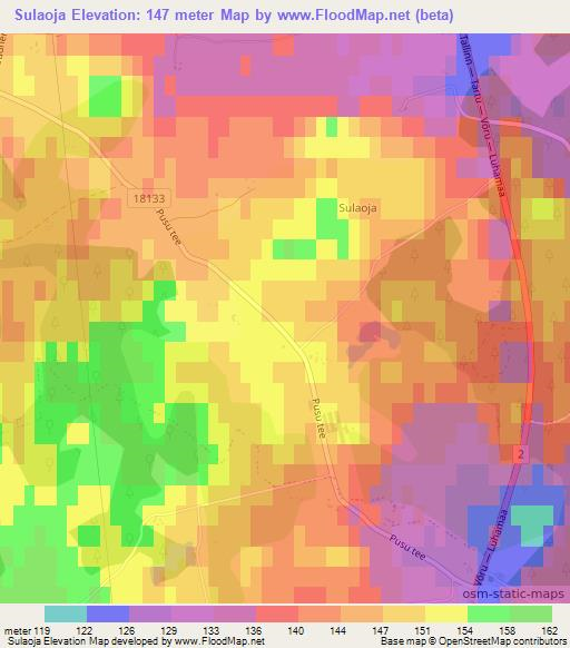 Sulaoja,Estonia Elevation Map