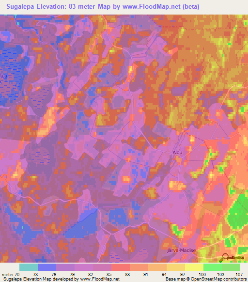 Sugalepa,Estonia Elevation Map