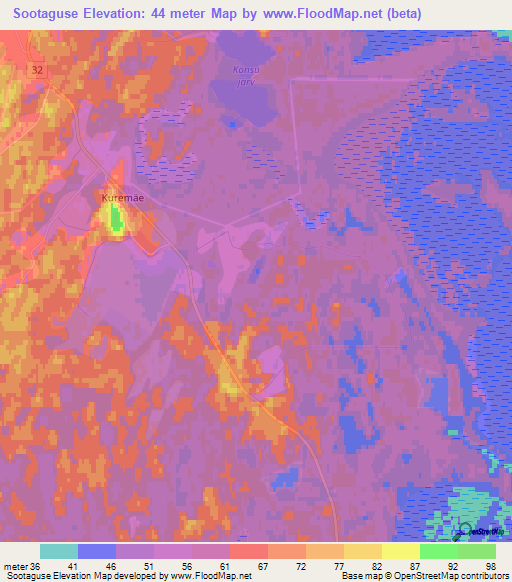 Sootaguse,Estonia Elevation Map