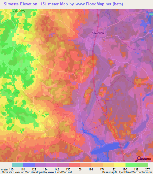 Sirvaste,Estonia Elevation Map