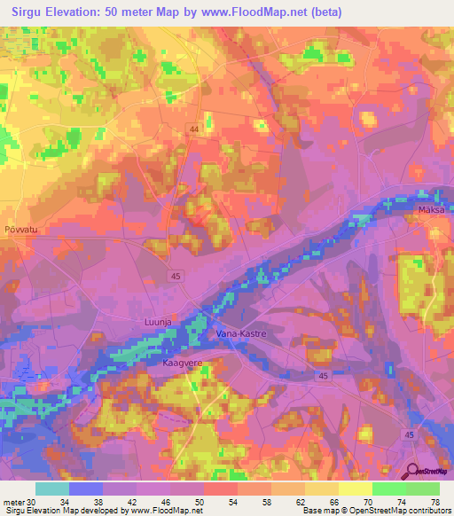 Sirgu,Estonia Elevation Map