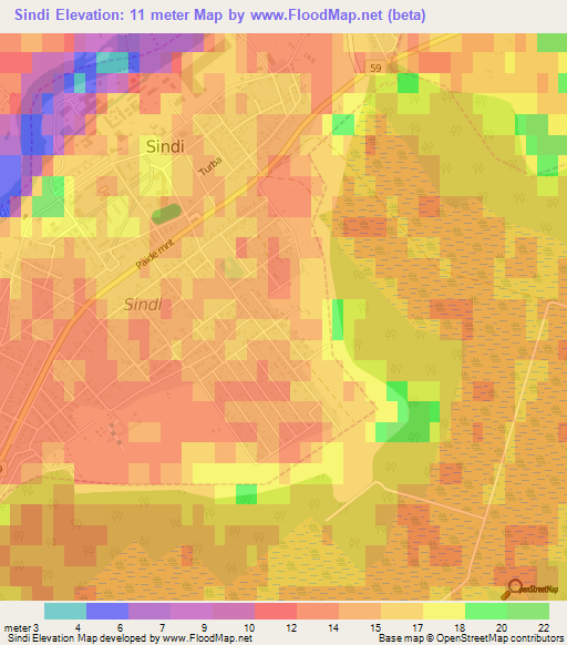 Sindi,Estonia Elevation Map