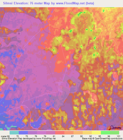 Silmsi,Estonia Elevation Map