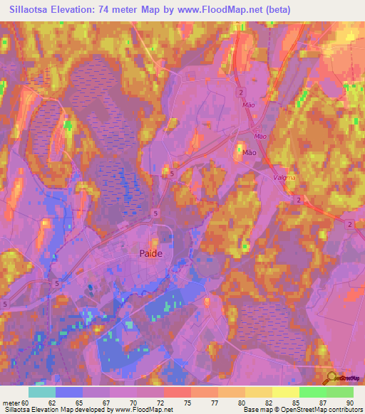 Sillaotsa,Estonia Elevation Map