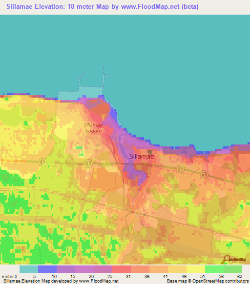 Sillamae,Estonia Elevation Map