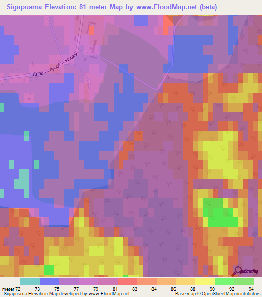 Sigapusma,Estonia Elevation Map