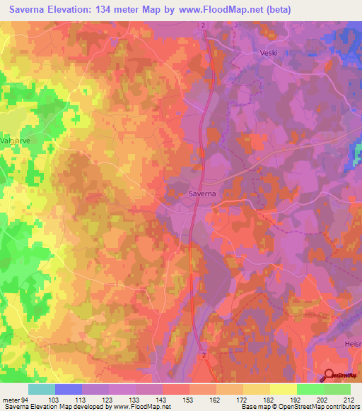 Saverna,Estonia Elevation Map