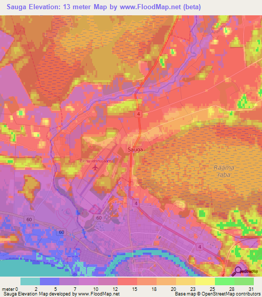 Sauga,Estonia Elevation Map