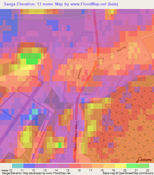 Sauga,Estonia Elevation Map