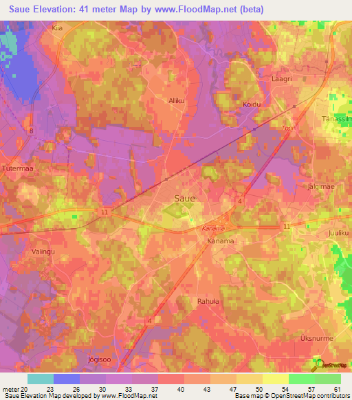 Saue,Estonia Elevation Map
