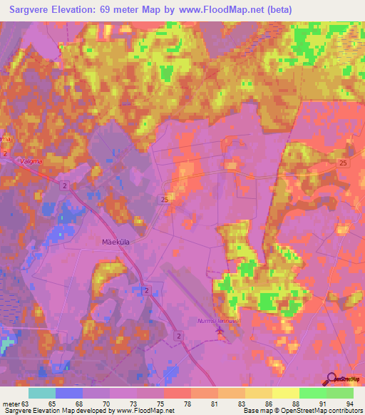 Sargvere,Estonia Elevation Map