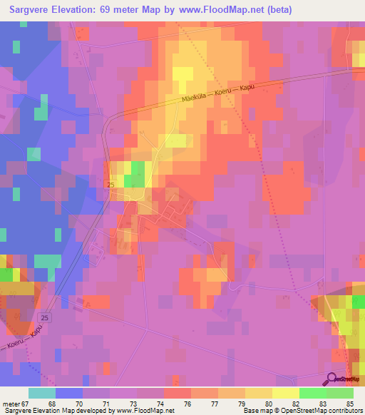 Sargvere,Estonia Elevation Map