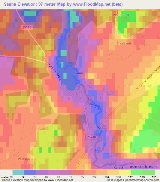 Sanna,Estonia Elevation Map