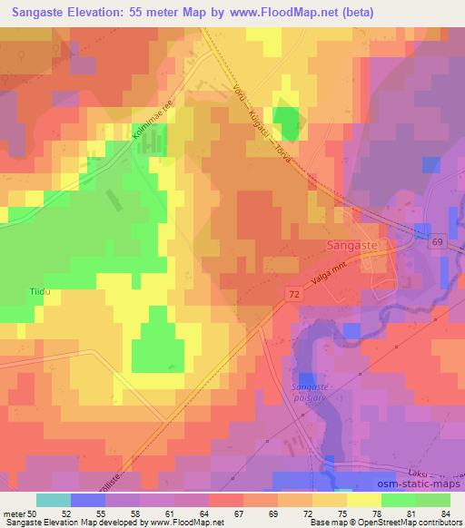 Sangaste,Estonia Elevation Map