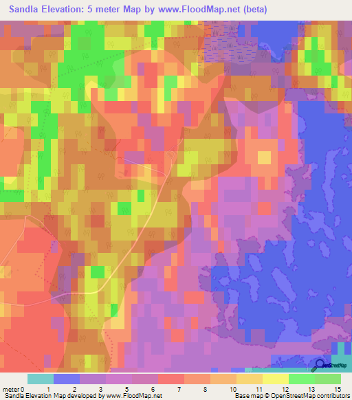 Sandla,Estonia Elevation Map