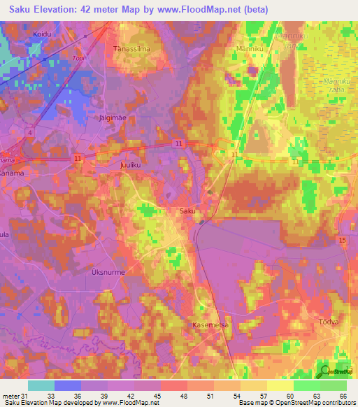 Saku,Estonia Elevation Map