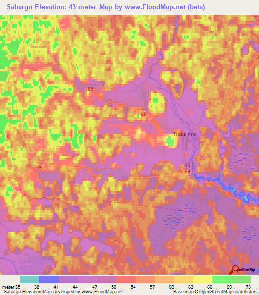 Sahargu,Estonia Elevation Map