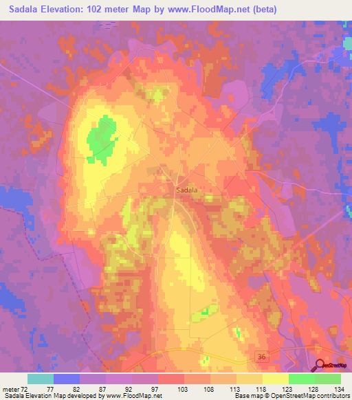 Sadala,Estonia Elevation Map