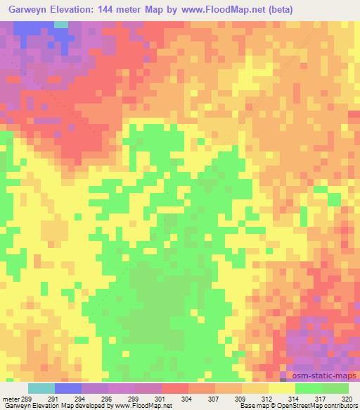 Garweyn,Somalia Elevation Map