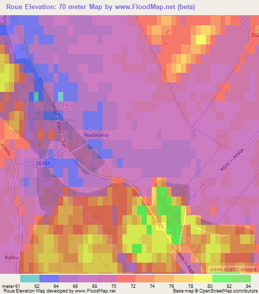 Roue,Estonia Elevation Map