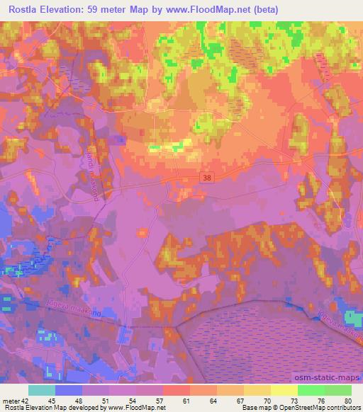 Rostla,Estonia Elevation Map