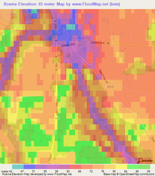 Rosma,Estonia Elevation Map