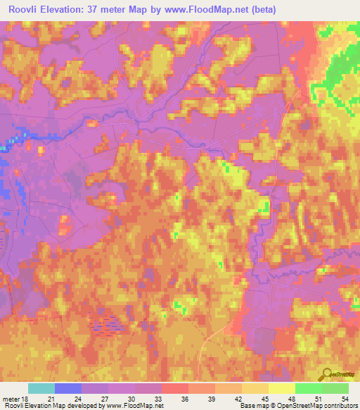 Roovli,Estonia Elevation Map