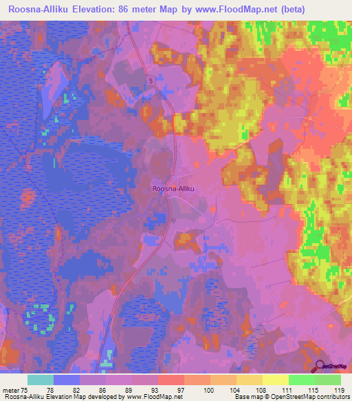 Roosna-Alliku,Estonia Elevation Map