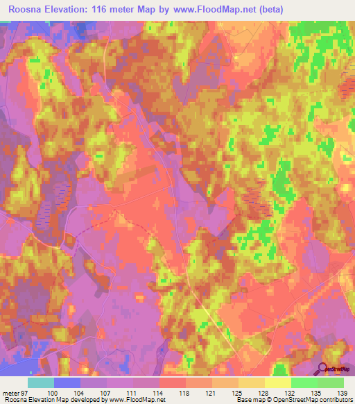 Roosna,Estonia Elevation Map