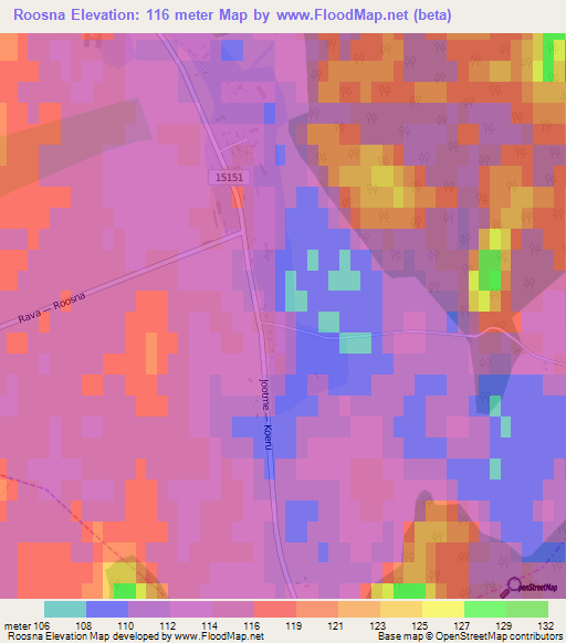 Roosna,Estonia Elevation Map
