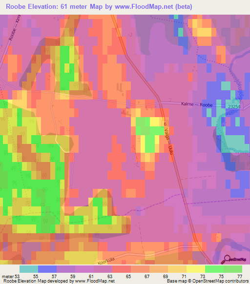 Roobe,Estonia Elevation Map