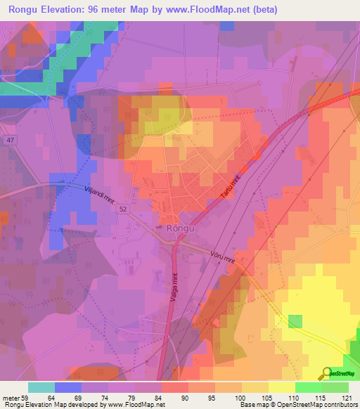 Rongu,Estonia Elevation Map