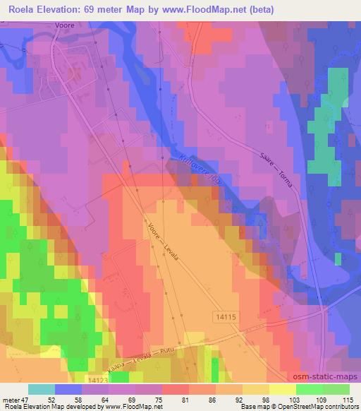 Roela,Estonia Elevation Map