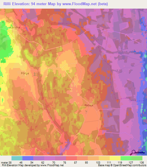 Rilli,Estonia Elevation Map