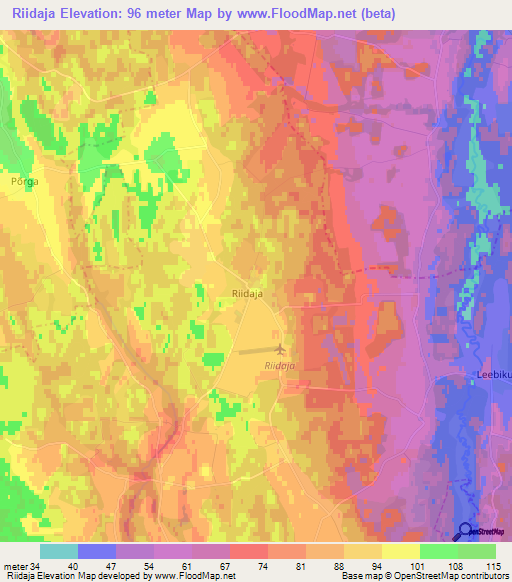 Riidaja,Estonia Elevation Map