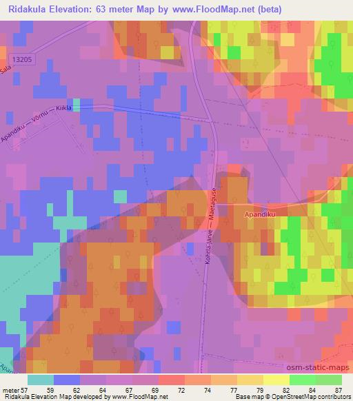 Ridakula,Estonia Elevation Map