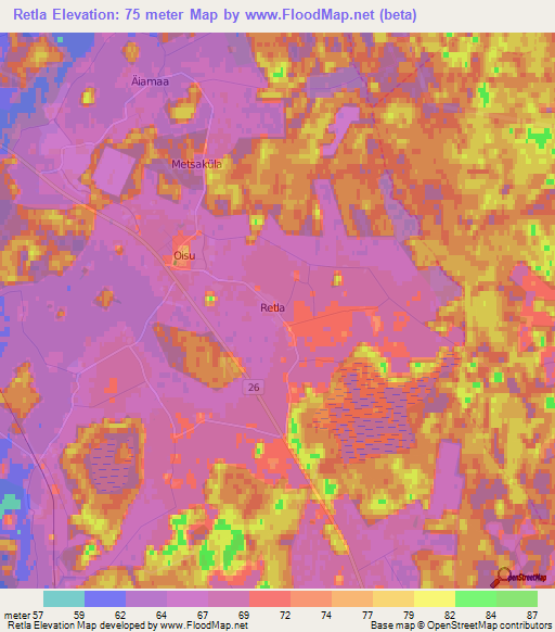 Retla,Estonia Elevation Map