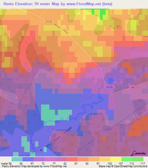 Restu,Estonia Elevation Map