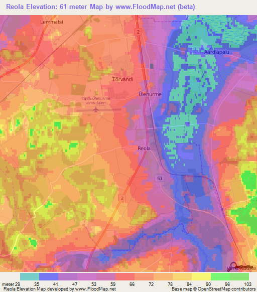 Reola,Estonia Elevation Map