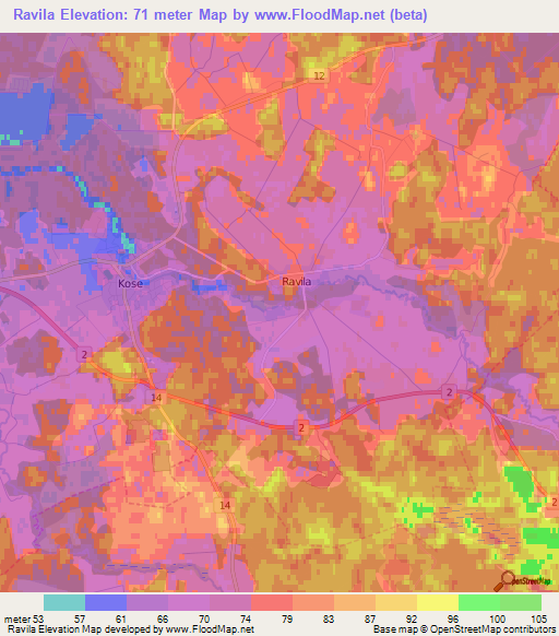 Ravila,Estonia Elevation Map