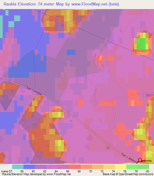 Raukla,Estonia Elevation Map