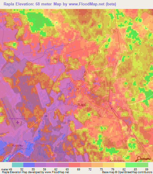 Rapla,Estonia Elevation Map