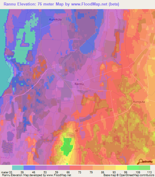 Rannu,Estonia Elevation Map