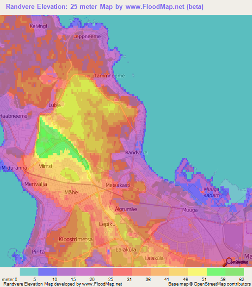 Randvere,Estonia Elevation Map
