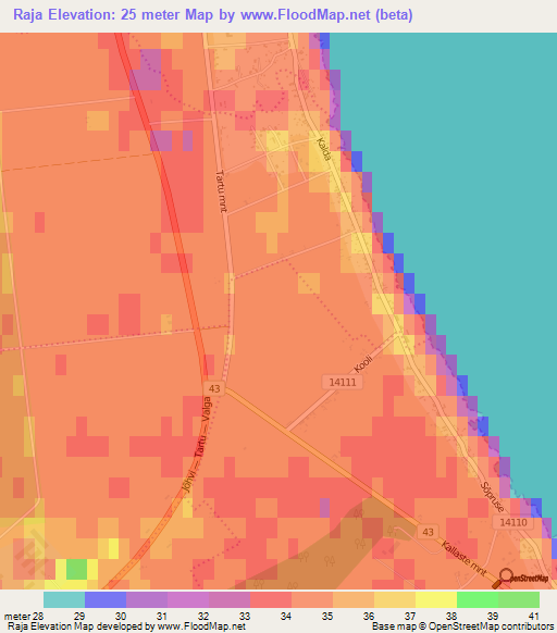Raja,Estonia Elevation Map
