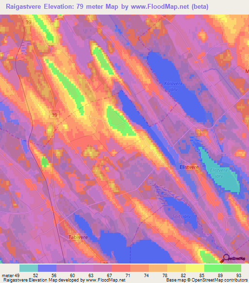 Raigastvere,Estonia Elevation Map
