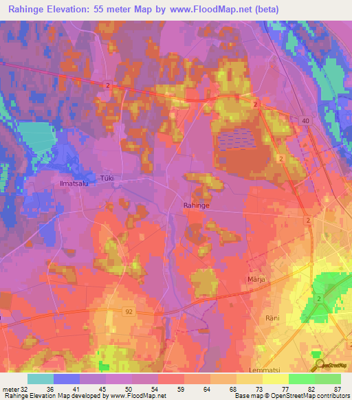 Rahinge,Estonia Elevation Map