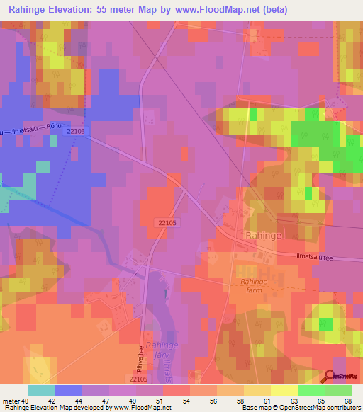 Rahinge,Estonia Elevation Map