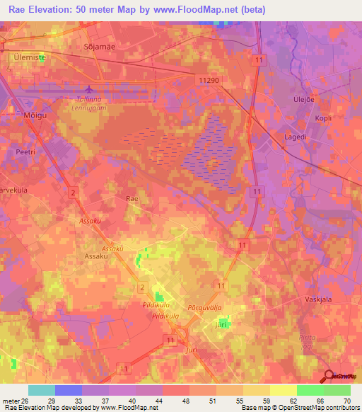 Rae,Estonia Elevation Map